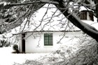 Snow falls in winter at Lothlorien Cottage in Hogsback, South Africa